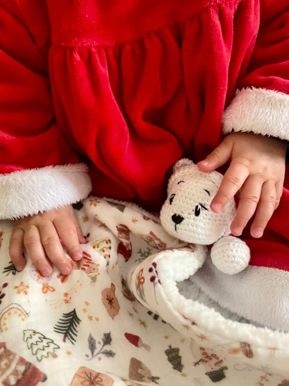 🐻 Teddy de Noël – Ourson blanc au bonnet rouge ❄️